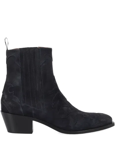 Sartore Embroidered Chelsea Boots In Blue