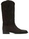 Sartore Embroidered Suede Boots In Brown