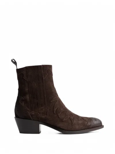 Sartore Flame-detail Western Boots In Brown