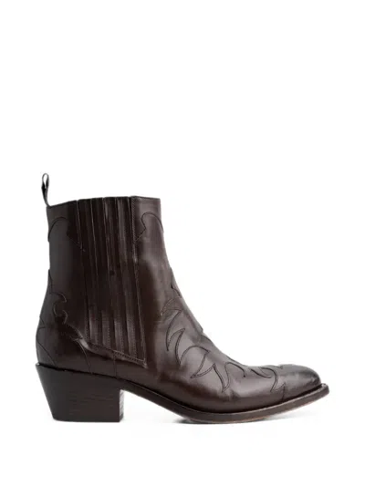 Sartore Flame-detail Western Boots In Brown