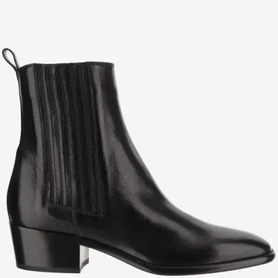 Sartore Glossy Leather Ankle Boots In Black