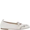 Sartore Leather And Python Balerinas In White