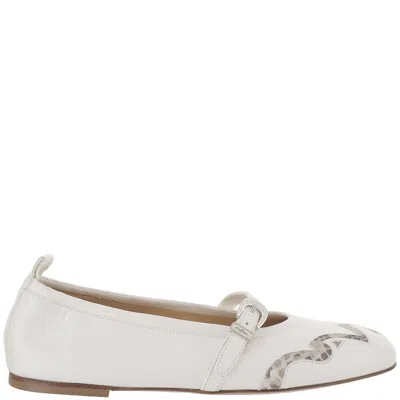SARTORE LEATHER AND PYTHON BALERINAS