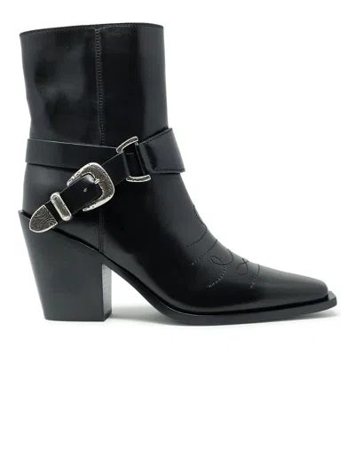 Sartore Leather Ankle Boots In Black
