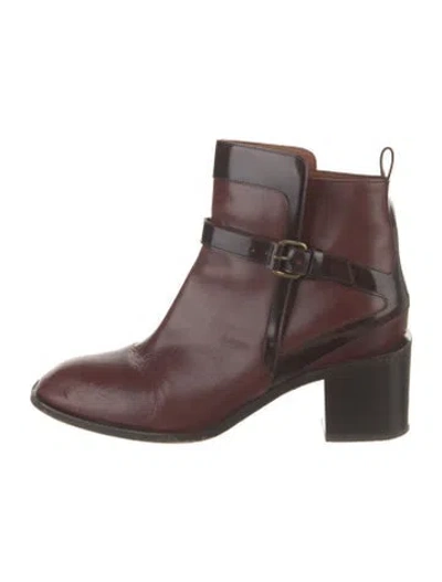 Pre-owned Sartore Leather Boots In Burgundy
