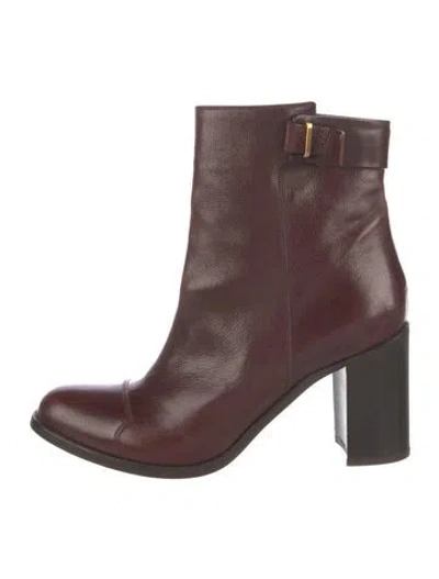 Pre-owned Sartore Leather Boots In Burgundy