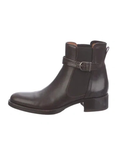 Pre-owned Sartore Leather Chelsea Boots In Brown