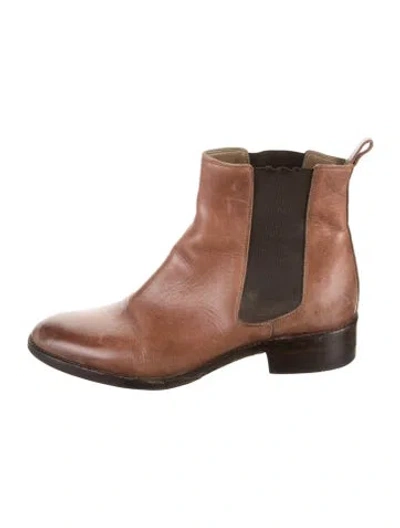 Pre-owned Sartore Leather Chelsea Boots In Brown