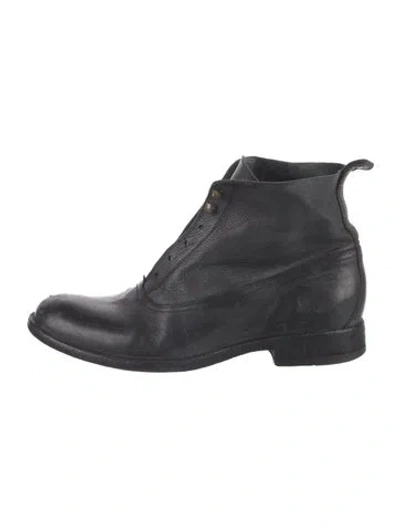 Pre-owned Sartore Leather Combat Boots In Black