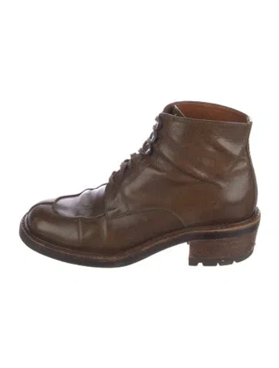 Pre-owned Sartore Leather Combat Boots In Brown