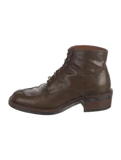 Pre-owned Sartore Leather Combat Boots In Brown