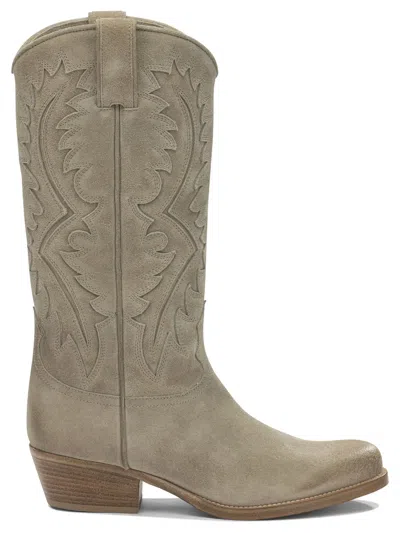 Sartore Leather Cowboy Boots In Beige