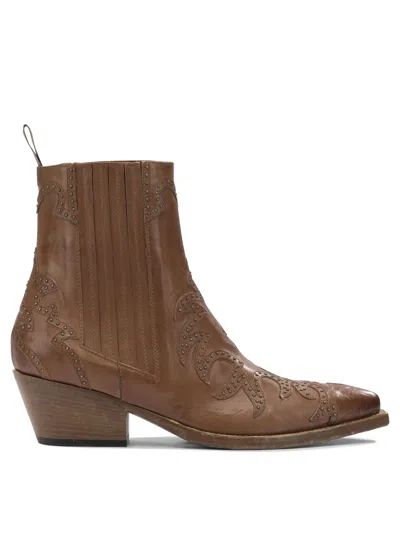 Sartore Leather Cowboy Boots In Brown
