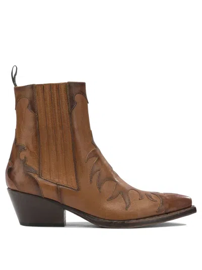 Sartore Leather Cowboy Boots In Brown