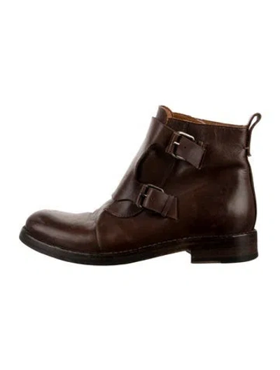 Pre-owned Sartore Leather Moto Boots In Brown