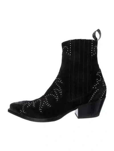 Pre-owned Sartore Leather Patterned Chelsea Boots In Black