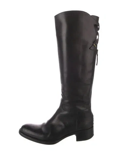 Pre-owned Sartore Leather Riding Boots In Black