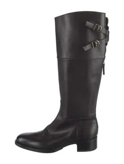 Pre-owned Sartore Leather Riding Boots In Black