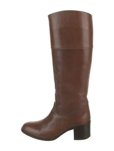 Pre-owned Sartore Leather Riding Boots In Brown