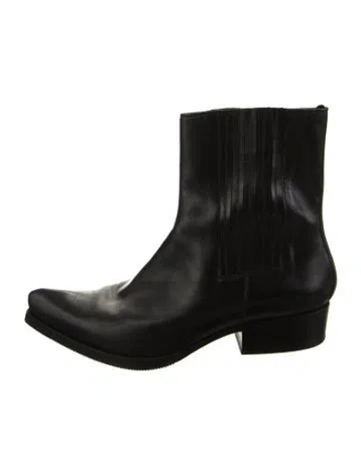 Pre-owned Sartore Leather Western Boots In Black