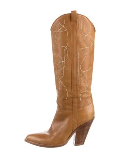 Pre-owned Sartore Leather Western Boots In Brown