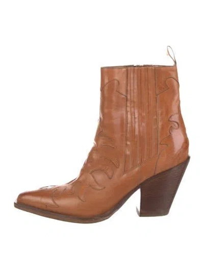 Pre-owned Sartore Leather Western Boots In Brown
