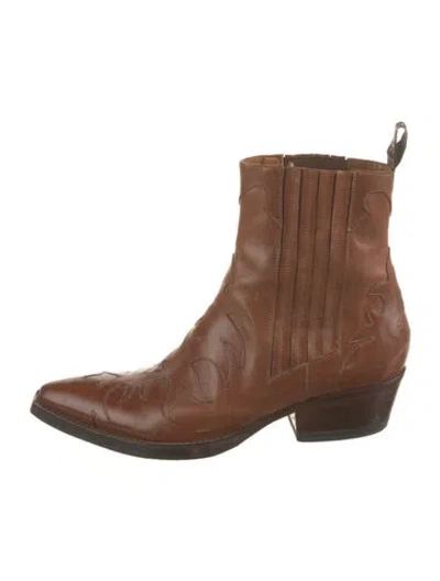 Pre-owned Sartore Leather Western Boots In Brown