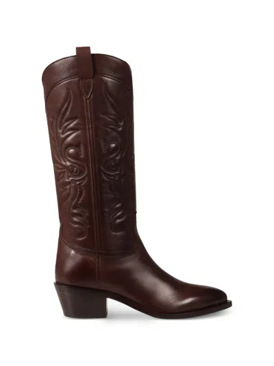 Sartore Elegant Western Leather Ankle Boots In Brown