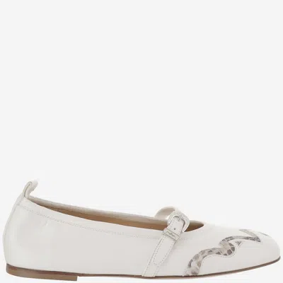 SARTORE SARTORE NAPPA & PYTHON LEATHER BALLERINA FLAT