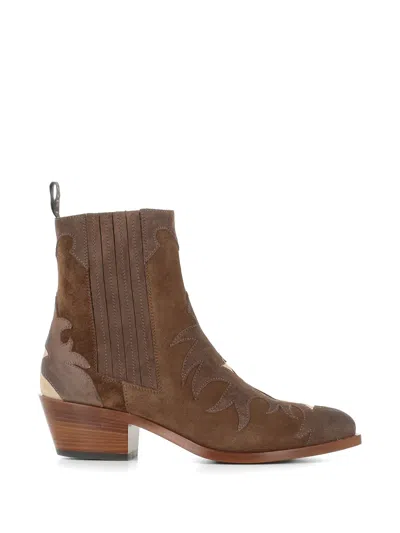 Sartore Panelled Cowboy Boots In Brown