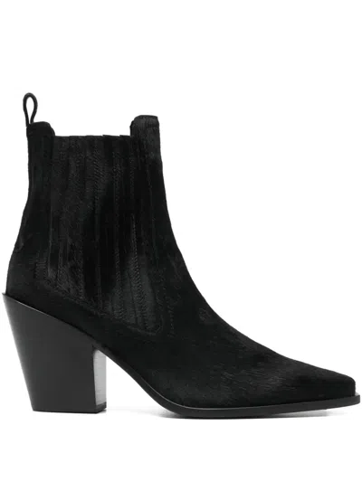 Sartore Pull-on Block-heel Boots In Black