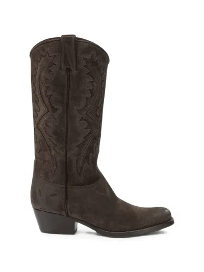 Sartore Sr4211 Embroidered Suede Boots In Brown