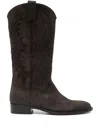 Sartore Suede Appliqué Boots In Brown