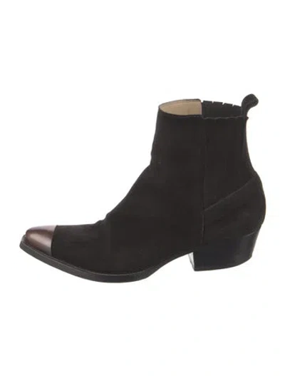 Pre-owned Sartore Suede Boots In Black