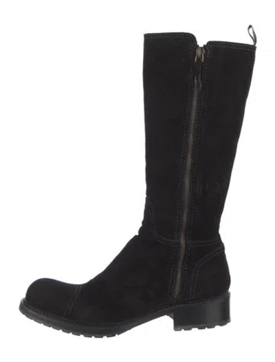 Pre-owned Sartore Suede Boots In Black