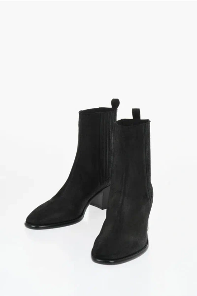 Sartore Suede Chelsea Ankle Boots 7cm In Black