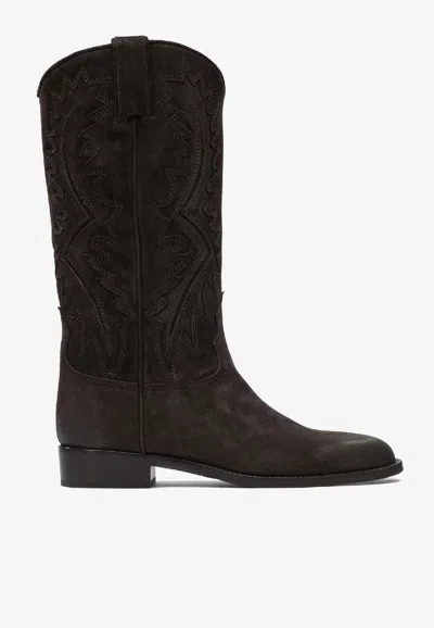 Sartore Suede Cowboy Boots In Black