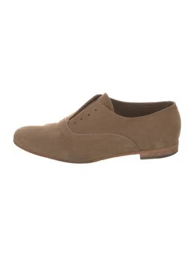 Pre-owned Sartore Suede Oxfords In Neutral