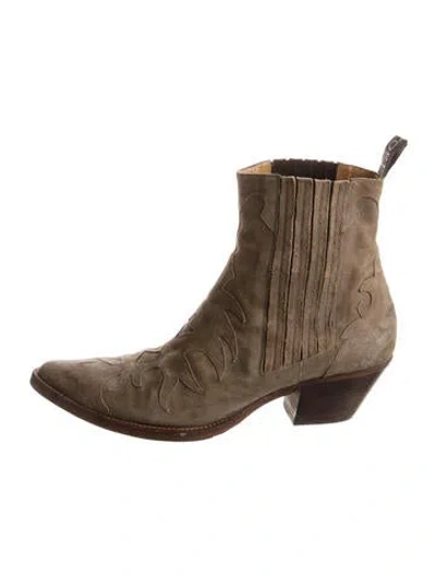 Pre-owned Sartore Suede Patterned Western Boots In Green