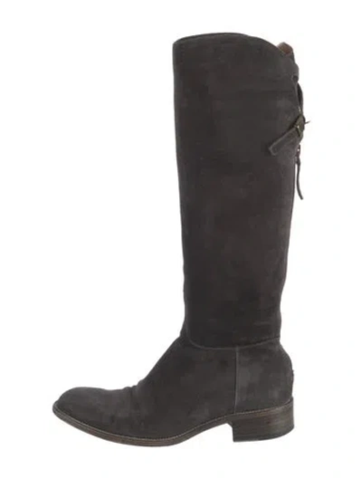 Pre-owned Sartore Suede Riding Boots In Black