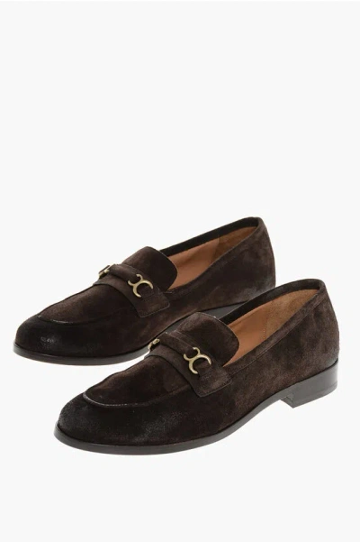 Sartore Suede Sensory Loafers With Morset In Brown