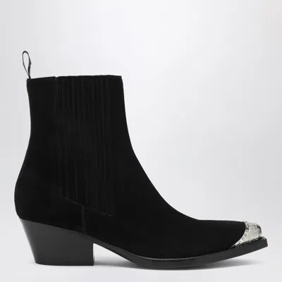 Sartore Suede Wax Ankle Boot In Black