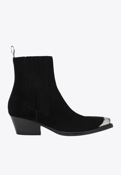 Sartore Suede Wax Ankle Boots In Black