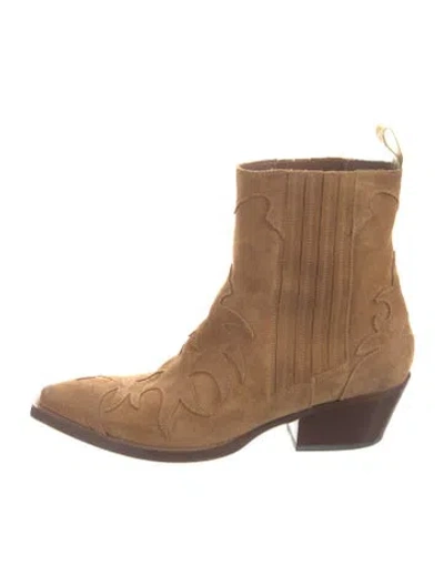 Pre-owned Sartore Suede Western Boots In Neutrals