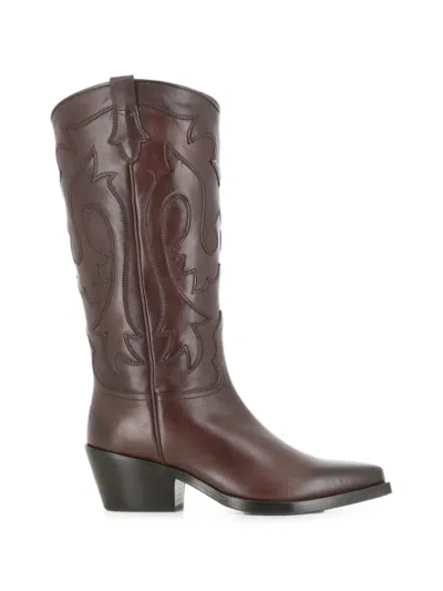 Sartore Tailor Embroidered Mid-calf Boots In Brown