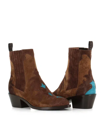 Sartore Texan Boot Sr3645t9 In Brown/light Blue