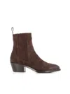Sartore 45mm Western Suede Ankle Boots In Brown