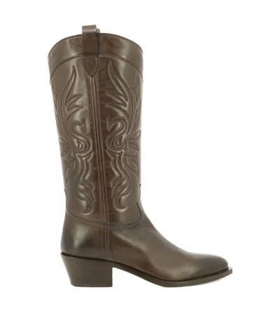 Sartore Thick-heeled Boots In Brown