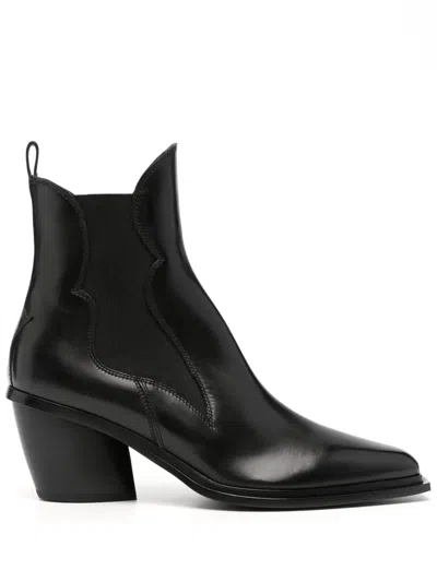 Sartore Western-style Leather Boots In Black