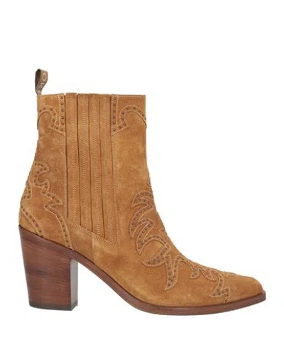 Sartore Woman Ankle Boots Tan Size 6.5 Leather In Brown